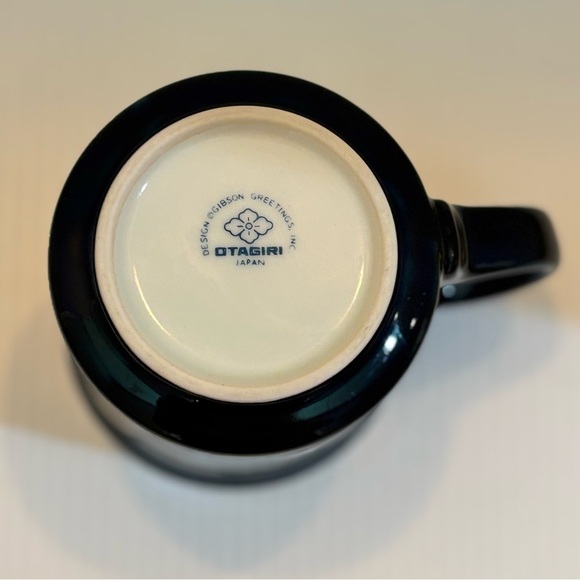 Vintage Fluffy Cat Trio Coffee Mug Otagiri Japan Navy Blue & Brown Striped Cats - Picture 7 of 10